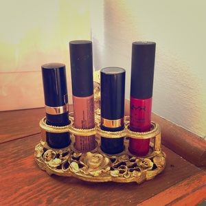 Vintage Gold Metal Lipstick Holder